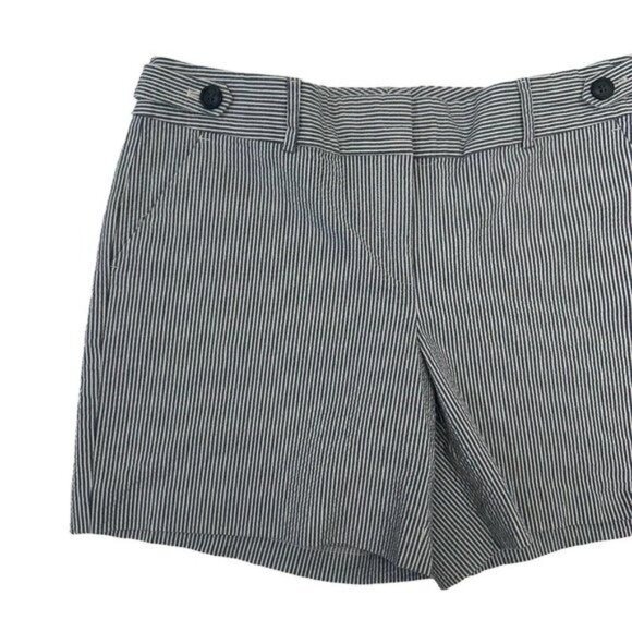 Ann Taylor Women Seesucker Striped Cotton Blend Chino Shorts Size 8 Gray &White - Picture 12 of 12
